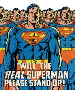 The real Superman is the one standing up.