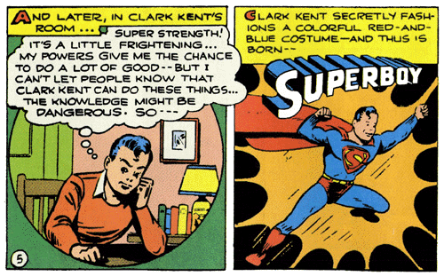 First appearance of Superboy, 1945, by Siegel and Shuster