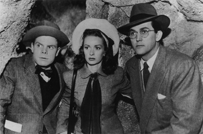 Tommy Bond as Jimmy Olsen, Noel Neill as Lois Lane, and Kirk Alyn as Clark Kent - 1948